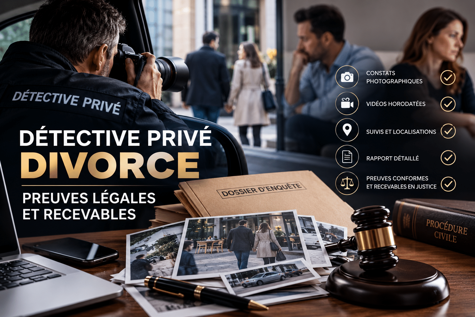Détective privé divorce : preuves légales et recevables